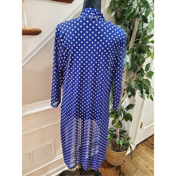 Haani Women's Blue Polka Dot Print Long Sleeve Open Front Cardigan Size Medium - Picture 6 of 8
